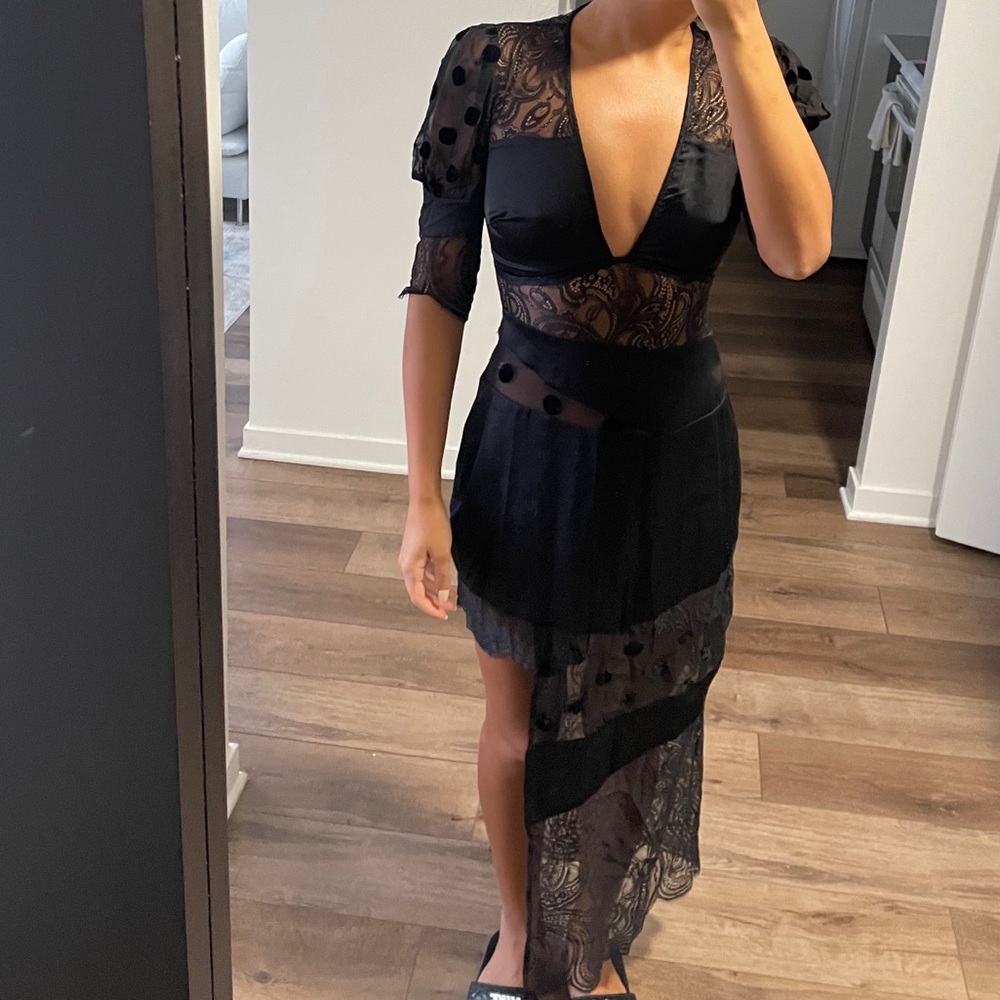 For Love and Lemons Maxi lace dress Black